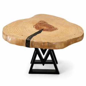 Catalogo Tavolino da salotto in legno massello con resina nera e gambe in metallo nero
